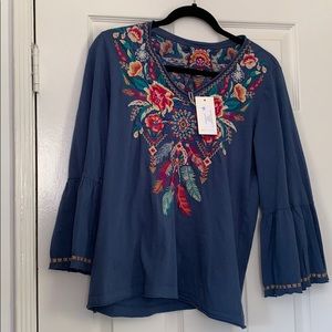 Johnny was long sleeve embroidered tee